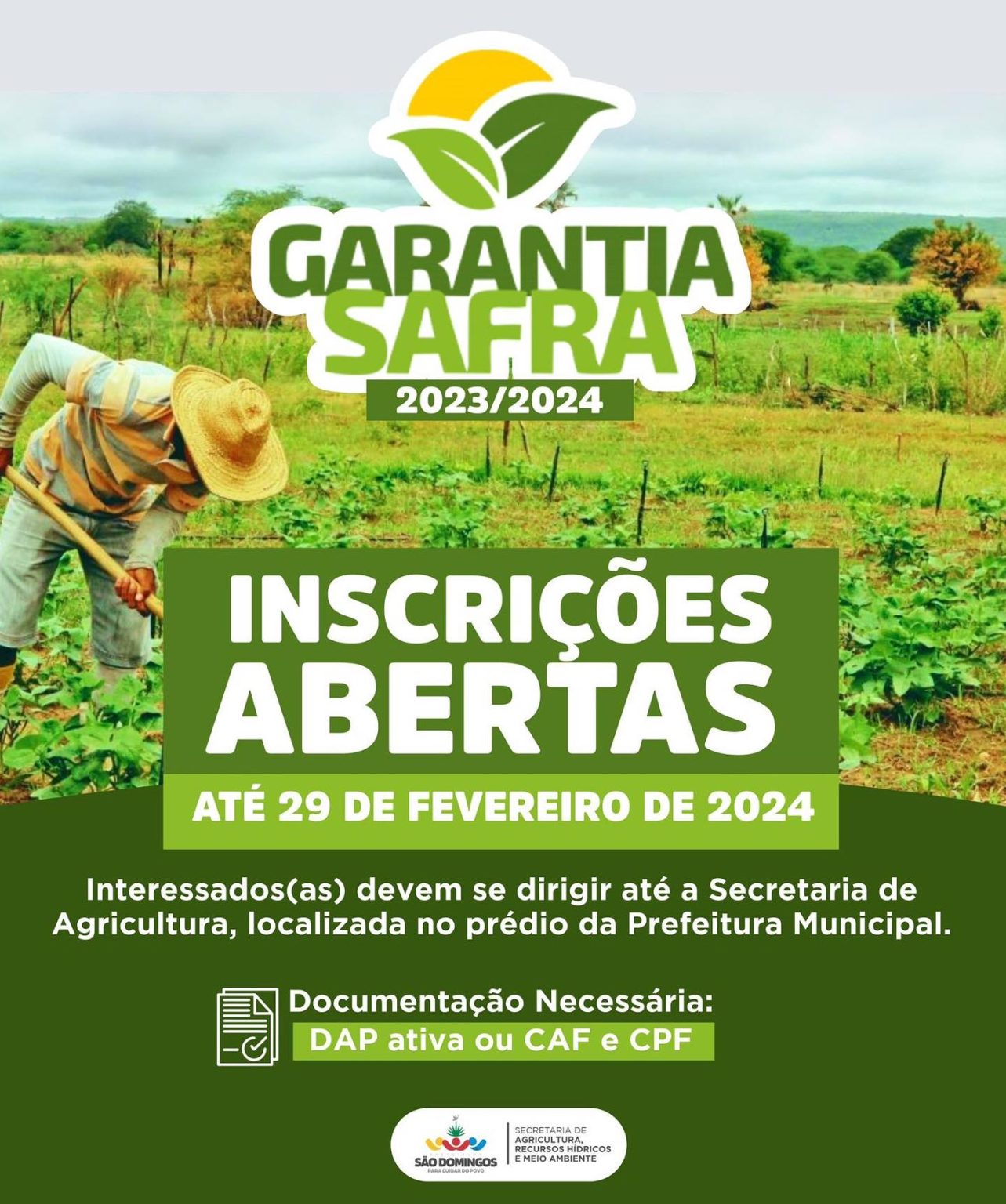 AS INSCRIÇÕES PARA O GARANTIA SAFRA 2023/2024 JÁ ESTÃO ABERTAS ...